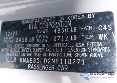 2022 Kia Stinger Gt-Line z USA, uszkodzony, nr VIN KNAE35LD2N6118271